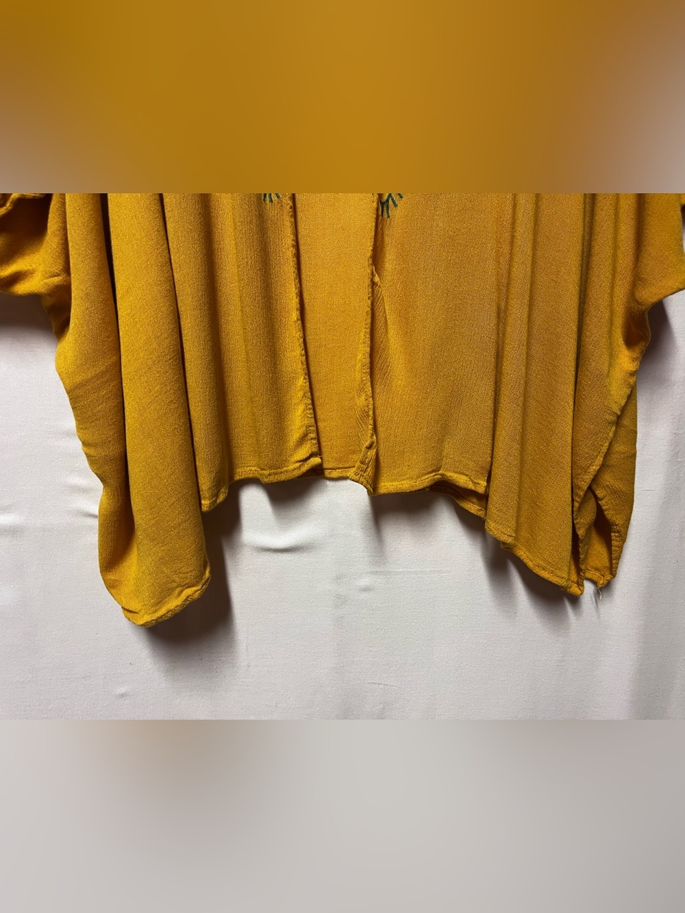 Umgee Mustard Yellow Floral Embroidered Kimono Cardigan M/L Oversized Boho Artsy - Picture 5 of 16